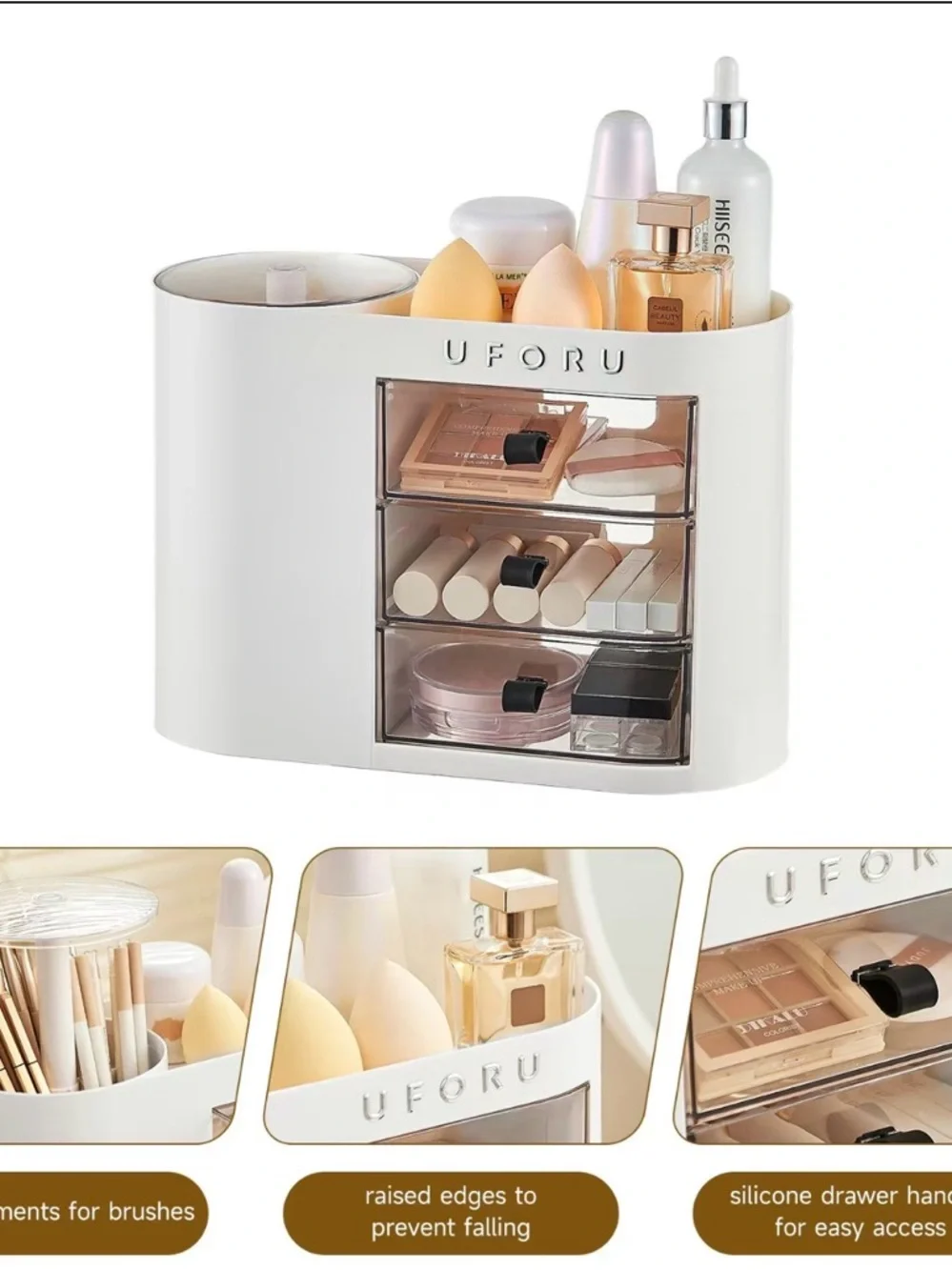 White Cosmetic Organizer with Clear Drawer Fronts